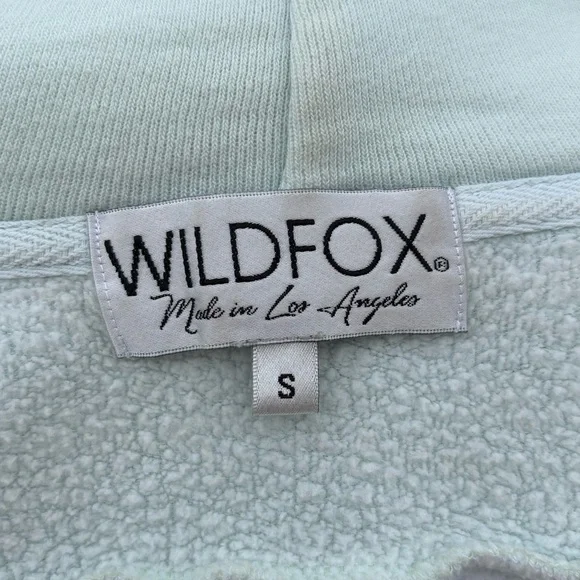 Wildfox Essentials mint green white blocked marquis zip hoodie sweater S small - Picture 8 of 12